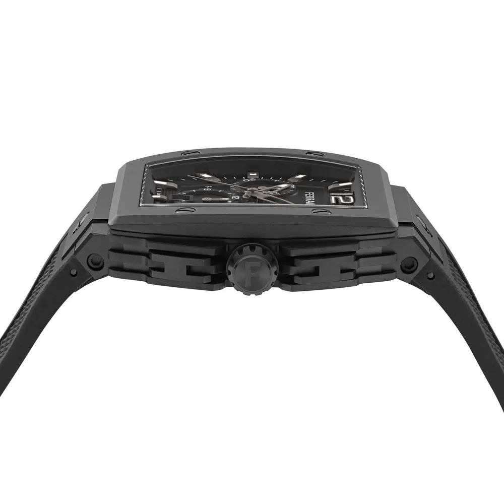 Ferragamo Men's F-80 Analogue Quartz Watch in Black/Black, additional product view 2