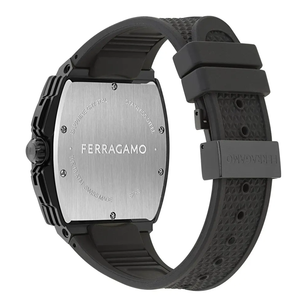 Ferragamo Men's F-80 Analogue Quartz Watch in Black/Black, additional product view 3