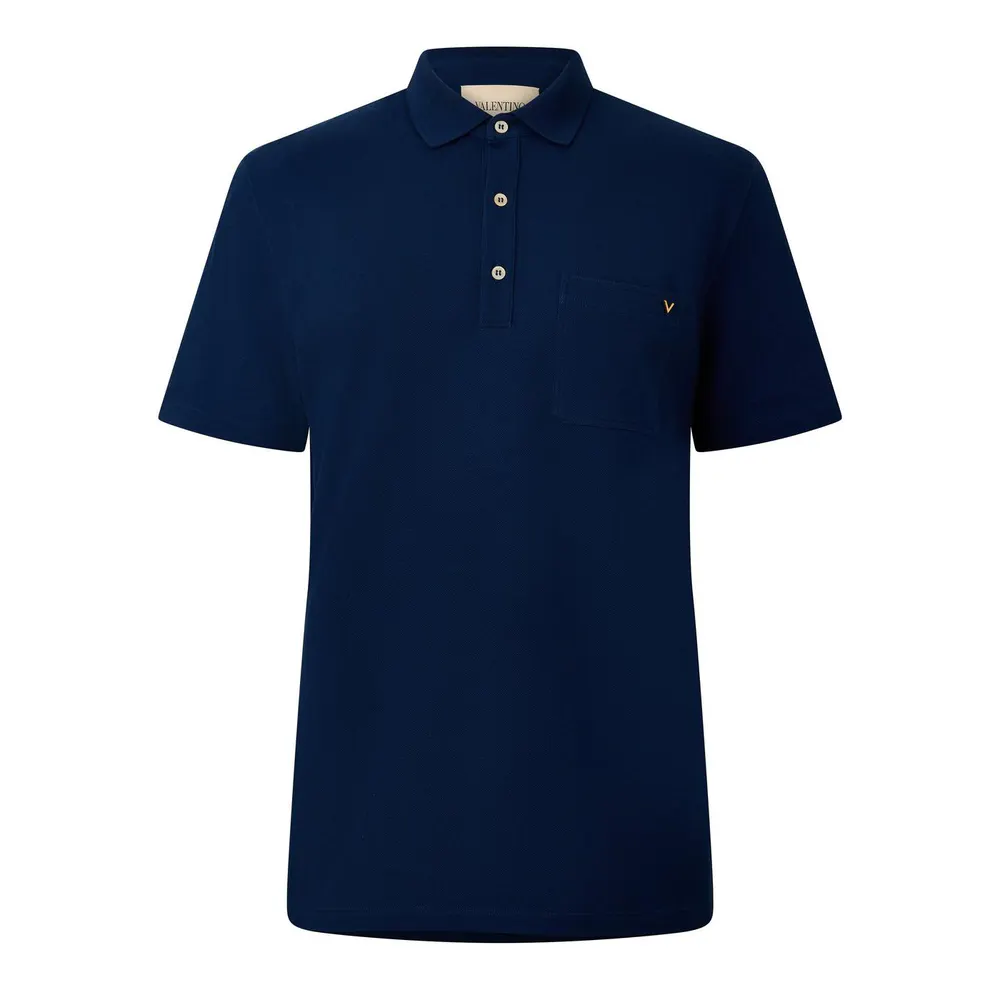 Valentino Val Piquet Polo Sn64 in Indaco – Clothing