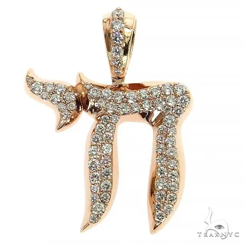 RINA - For Him FACTORY Medium Jewish Chai Diamond Pendant 68737 in Rose Gold – Pendant