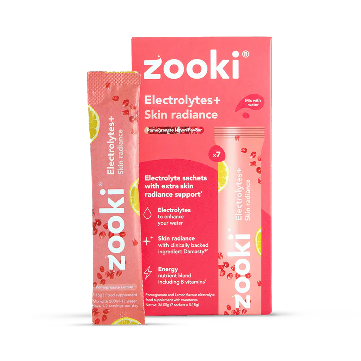 Zooki Electrolytes+ Skin Radiance, Pomegranate Flavour 7 Sachets