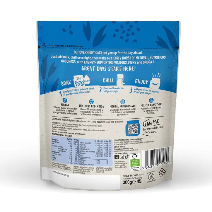 Linwoods Overnight Oats Original Energy 300g detail 2