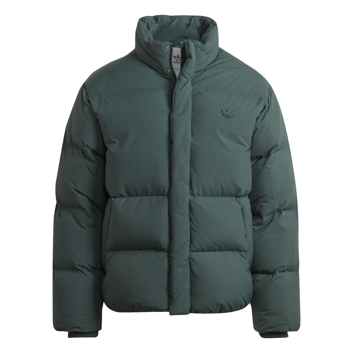 adidas Originals Men's Down Storm Flap Stand Collar Long Sleeve Short Puffer Jacket