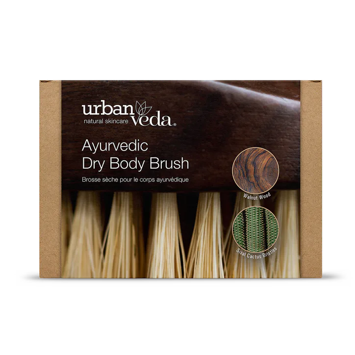 Urban Veda Walnut Wood & Cactus Bristle Vegan Dry Body Brush, Ayurvedic Lymphatic Drainage and Exfoliation Tool for Glowing Skin