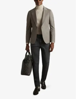 REISS Maddison tapered slim-fit denim jeans in WASHED BLACK, additional product view 2