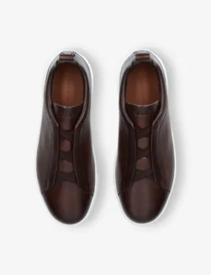 ZEGNA Triple Stitch Panelled Leather Low-Top Trainers - EUR 44.5 / 10.5 UK MEN detail 2