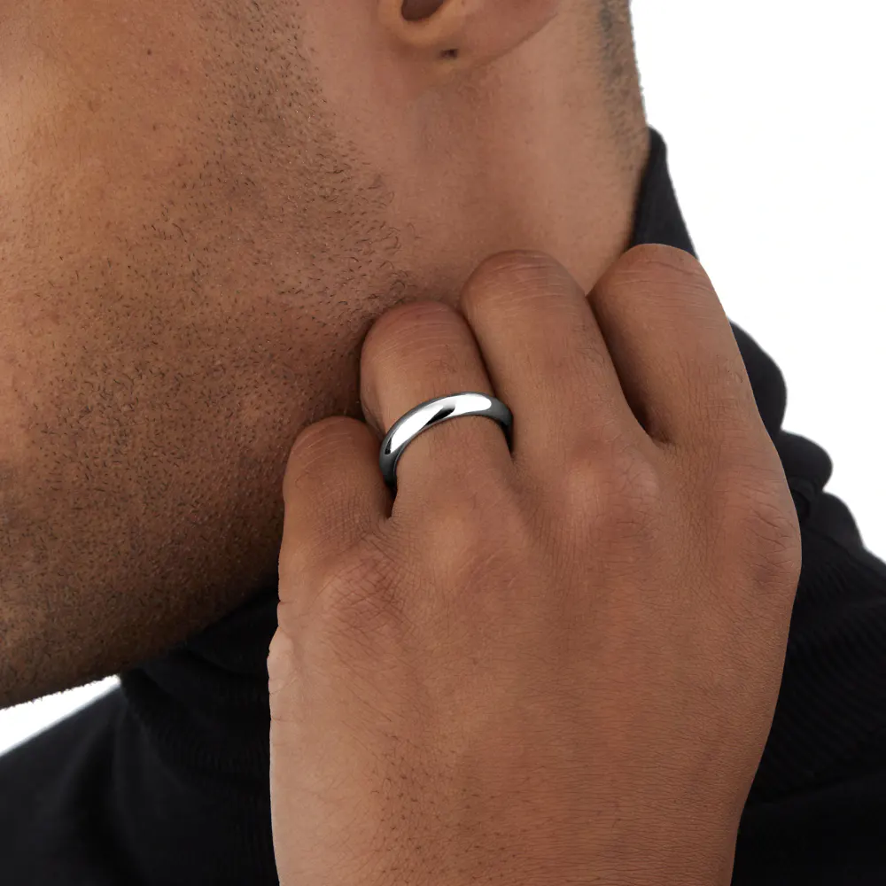 For Him Platinum 5mm Plain Paris Court Wedding Ring detail 2