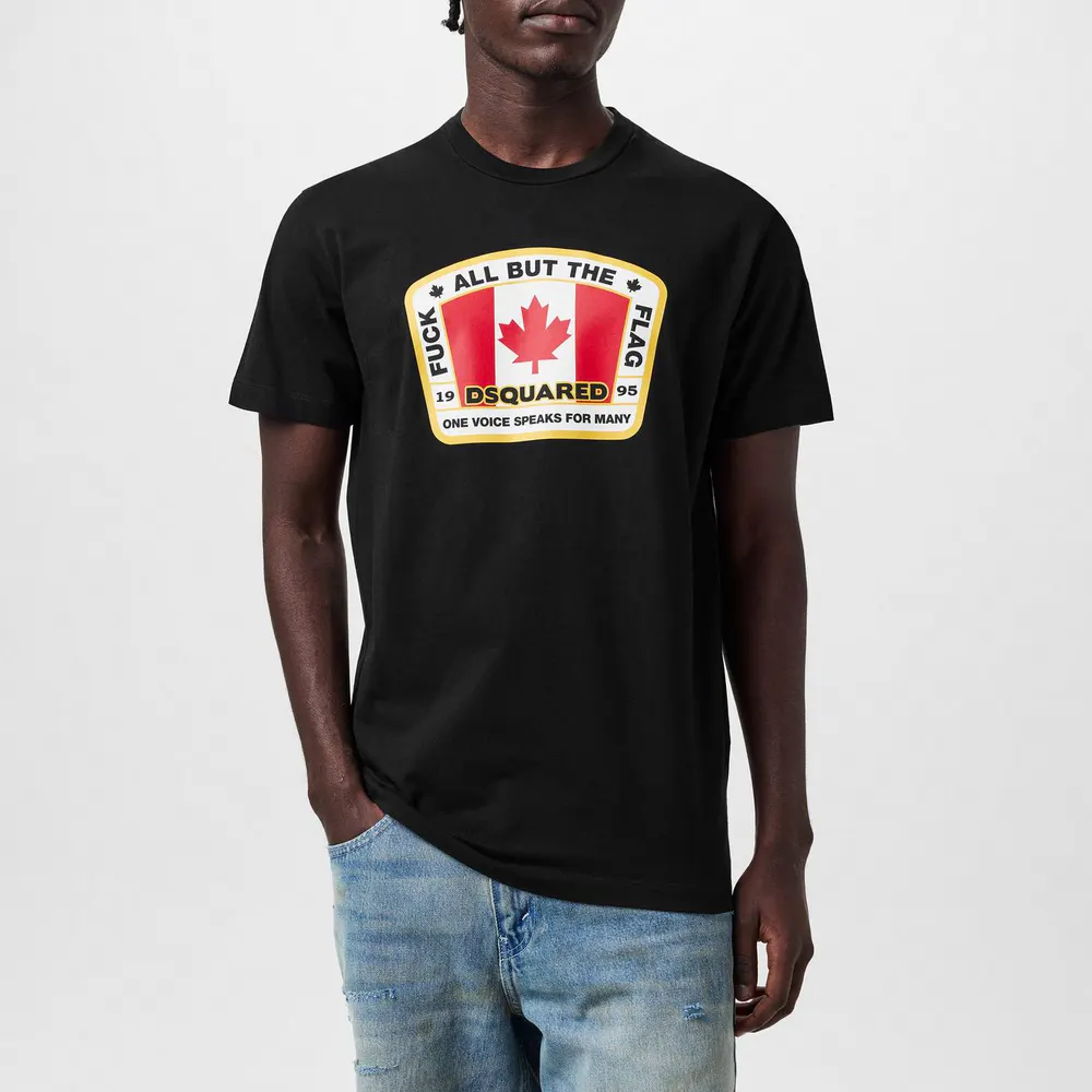 DSquared2 Canada Flag Printed Tee in Black, additional product view 3