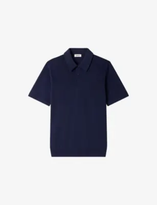 SANDRO Classic-Fit Cotton and Silk-Blend Polo - ROYAL BLUE detail 2