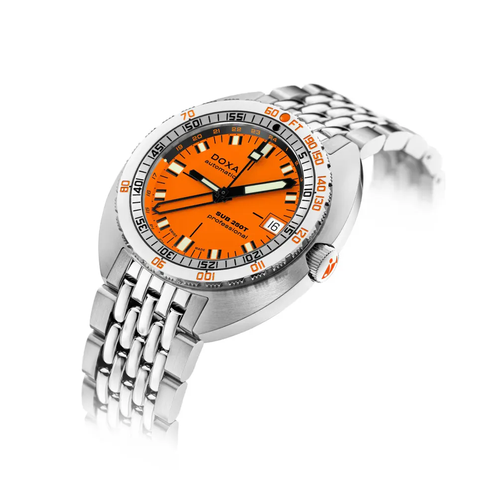 DOXA Sub 250T GMT 40mm Mens Watch Orange Stainless Steel in Orange, additional product view 2