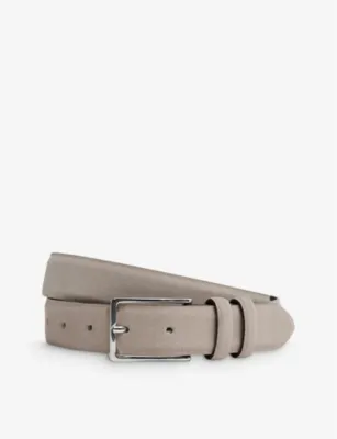 REISS Dante adjustable-buckle suede-leather belt - CHOCOLATE - 30 detail 2