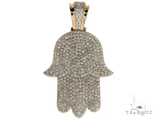 RINA - For Him FACTORY 14K Yellow Gold Pave Diamond Hamsa Pendant 61613 in Rose Gold – Pendant