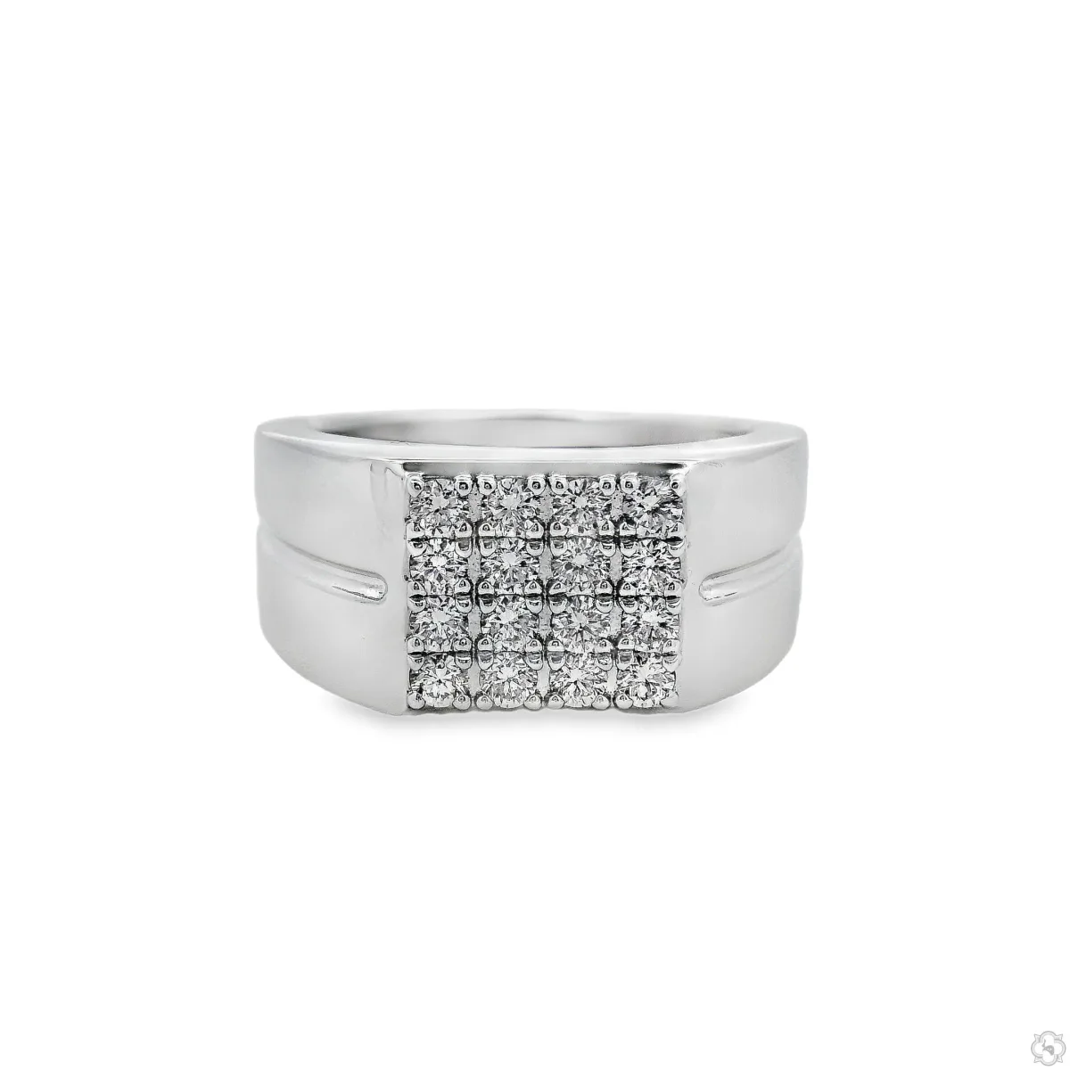 MARYAM - For Him SILVER Silver Prong Diamond Square Top Band 61506 in White / 10 – Ring