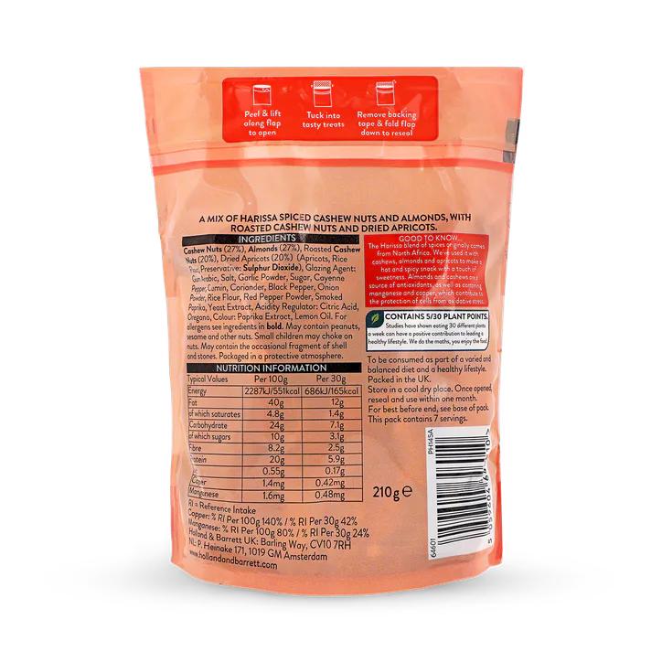 For Him Harissa Cashews and Almonds with Apricots 210g, additional product view 2