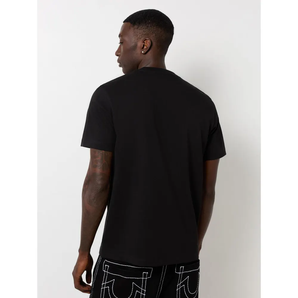 True Religion Men's Regular Fit Logo T-Shirt in Black, additional product view 2