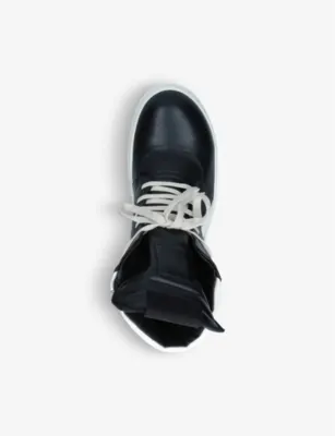 RICK OWENS Geobasket leather high-top trainers - EUR 44 / 10 UK MEN in BLK/WHITE, additional product view 3