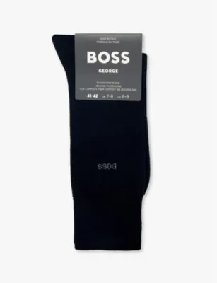 BOSS George branded-print cotton socks - DARK BLUE - 9-9.5