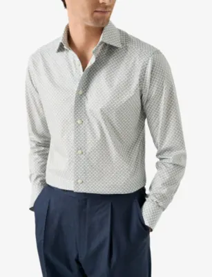ETON Motif Slim-Fit Cotton-Twill Shirt - 17.75 in MID BLUE, additional product view 3