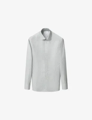 ETON Motif Slim-Fit Cotton-Twill Shirt - 17.75 in MID BLUE – Mens | Shirts | Casual Shirts | Long-sleeved