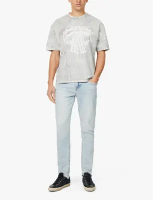 TRUE RELIGION Rocco faded-wash straight-leg slim-fit stretch-denim jeans detail 2