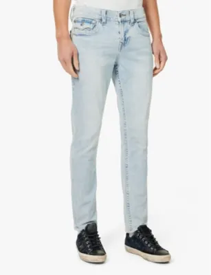 TRUE RELIGION Rocco faded-wash straight-leg slim-fit stretch-denim jeans detail 3