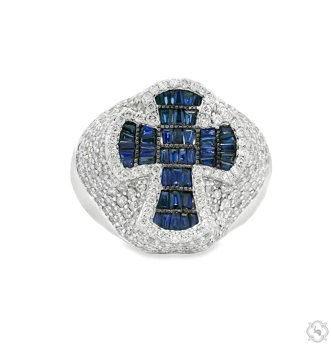 ANNA - CONSCIOUS DIAMONDS Sapphire Cross Diamond Ring 70421 in Yellow Gold / 10 – Ring
