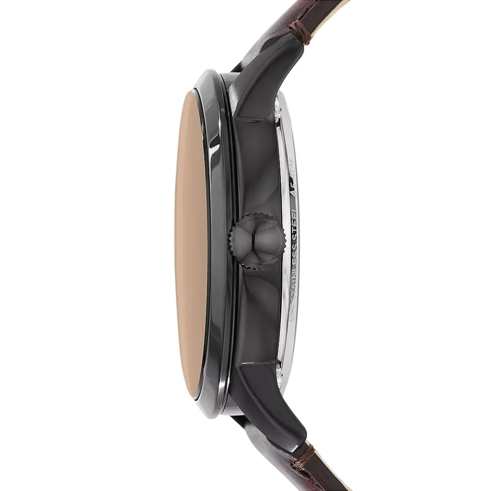 Fossil Townsman Automatic Dark Leather Mens Watch in Brown, additional product view 3