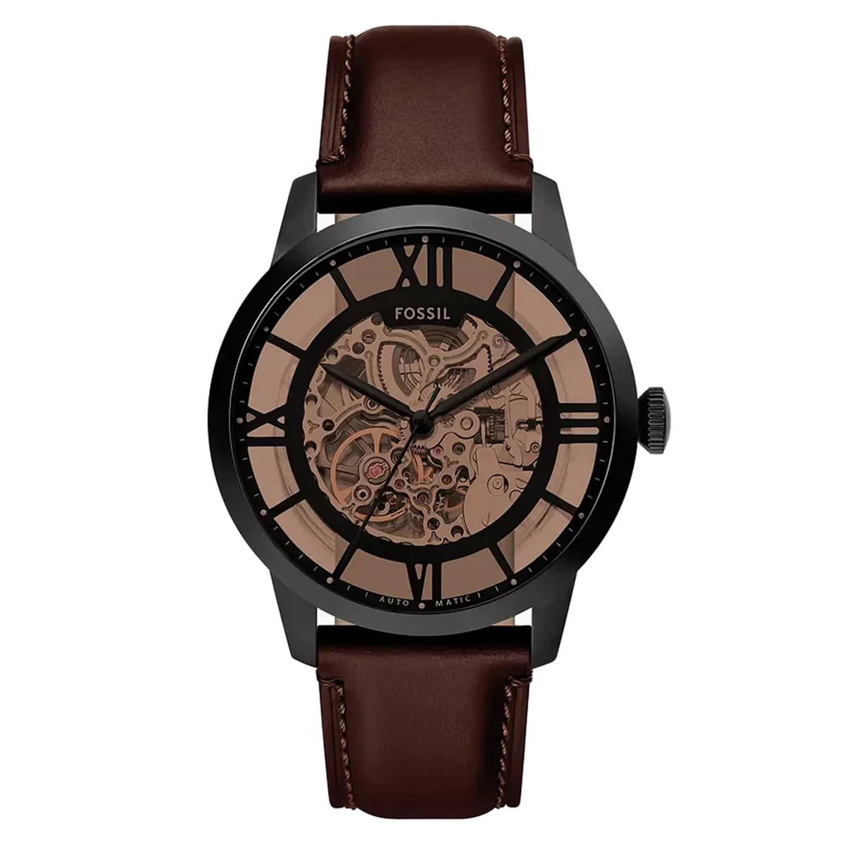 Fossil Townsman Automatic Dark Leather Mens Watch