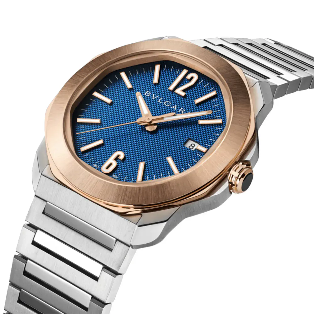 BVLGARI Octo Roma 41mm Mens Watch Blue 18ct Rose Gold in Blue, additional product view 2