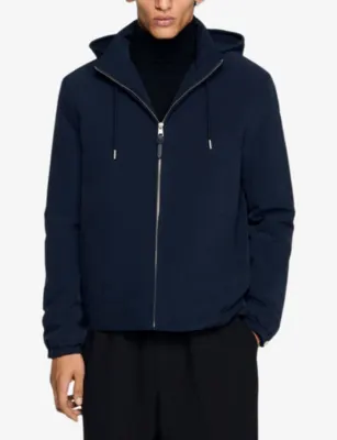 SANDRO Hooded Zip-Up Stretch-Woven Jacket detail 3