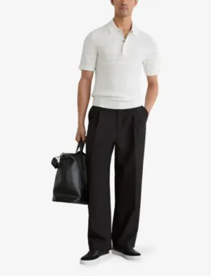 REISS Falklands Striped-Knit Cotton-Blend Polo Shirt detail 2
