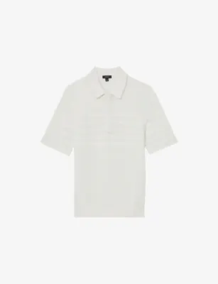 REISS Falklands Striped-Knit Cotton-Blend Polo Shirt