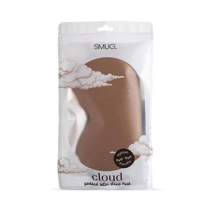 Smug Cloud Padded Satin Sleep Mask Mocha detail 3