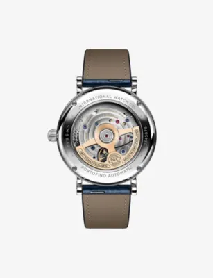 IWC Portofino Stainless-Steel, Leather And 1.12ct Brilliant-Cut Diamond Automatic Watch 37mm detail 2