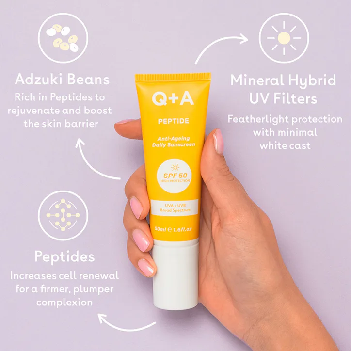 Q+A Peptide SPF50 Anti-Ageing Daily Facial Sunscreen 50ml detail 3