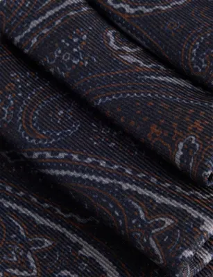 CORNELIANI Paisley Print Silk Tie in NAVY, additional product view 3