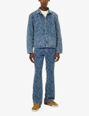 HONOR THE GIFT Floral Utility Denim Jacket in LIGHT INDIGO, additional product view 2