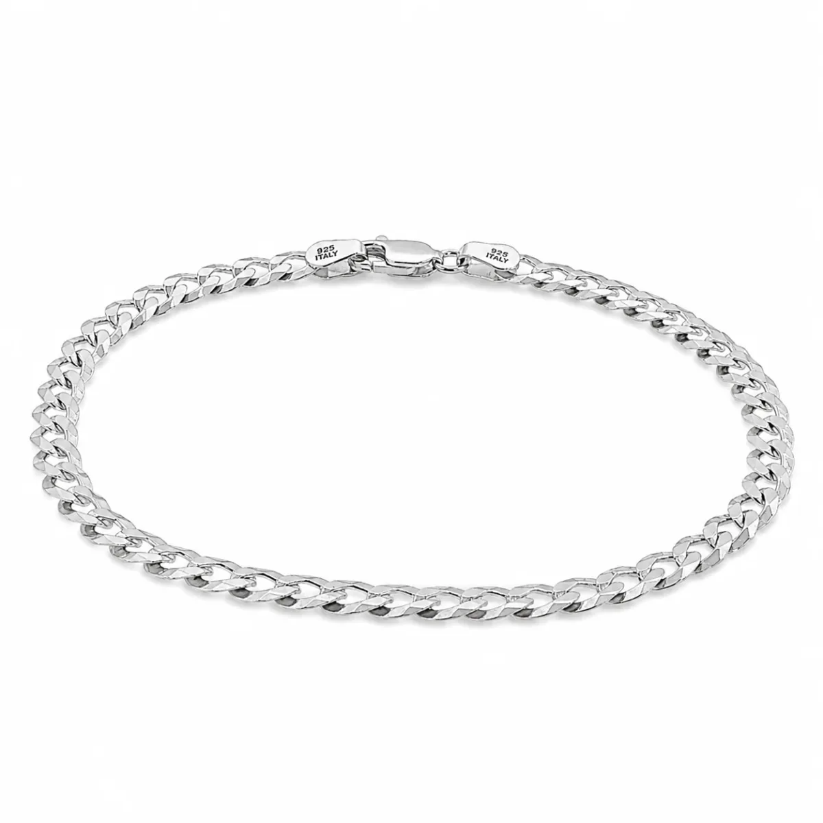 JALGAS - GOLDEN MOON .925 Silver Solid Curb Bracelet 4.5mm 71463 in 7 Inches – Bracelet