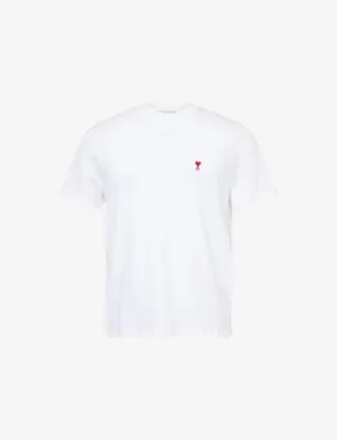 AMI PARIS Regular-Fit Embroidered-Logo Cotton-Jersey T-shirt - BLANC