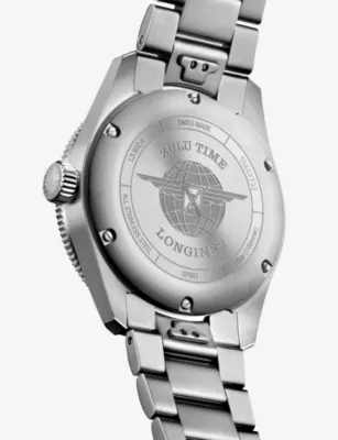 LONGINES L3.802.4.60.6 Spirit Zulu Time Stainless-Steel and Ceramic Bezel 39mm Automatic Watch detail 3