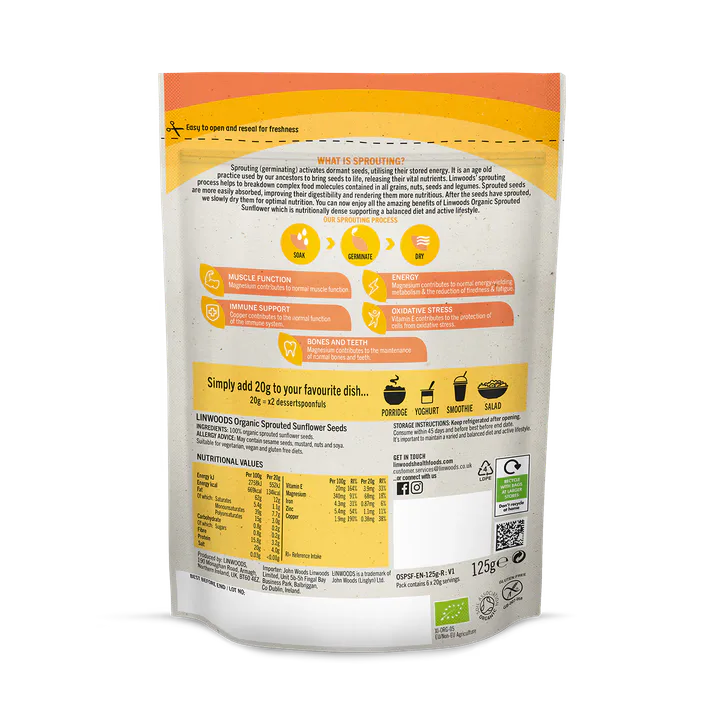 Linwoods Organic Sprouted Sunflower Seeds Seedy & Nutty 125 g, additional product view 2