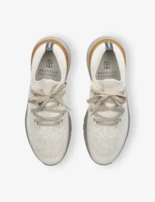 BRUNELLO CUCINELLI Branded Knitted Trainers - 5 in Beige, additional product view 2