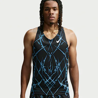 Nike AeroSwift Men's Dri-FIT ADV Printed Running Vest - Black/White