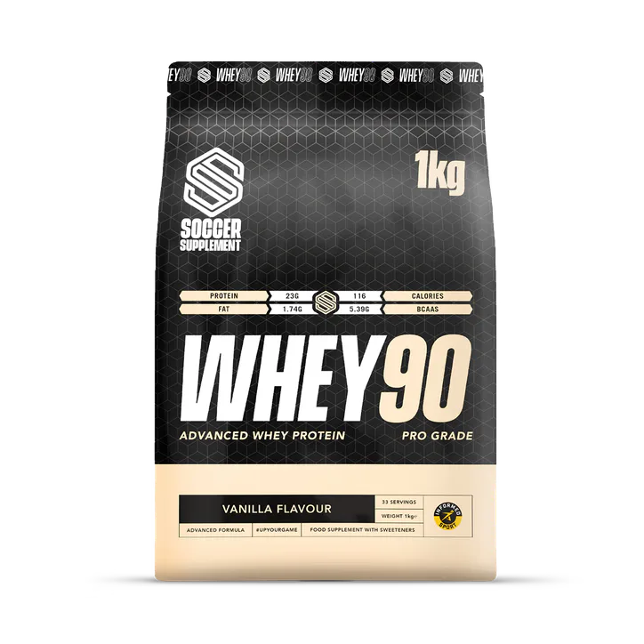 Soccer Supplement Whey90 Whey Protein Powder Vanilla 23g Protein 33 Servings