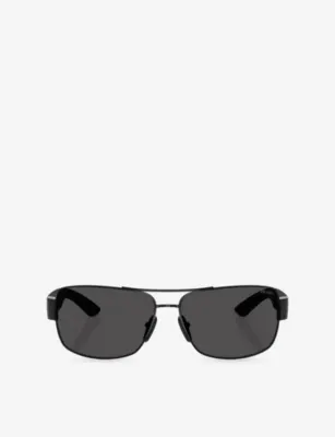 PRADA LINEA ROSSA PS 50ZS Rectangular-Frame Metal Sunglasses