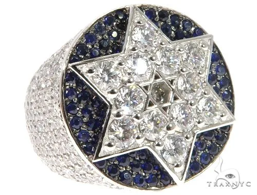 RINA - For Him CUSTOM Flower Set Russian Cut Diamond Star of David Platinum Ring 64169 in Rose Gold – Ring