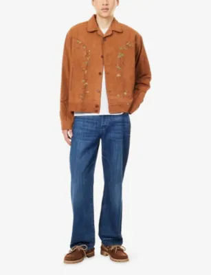 STORY MFG Wander Embroidered Cotton Jacket in BARK BROWN, additional product view 2