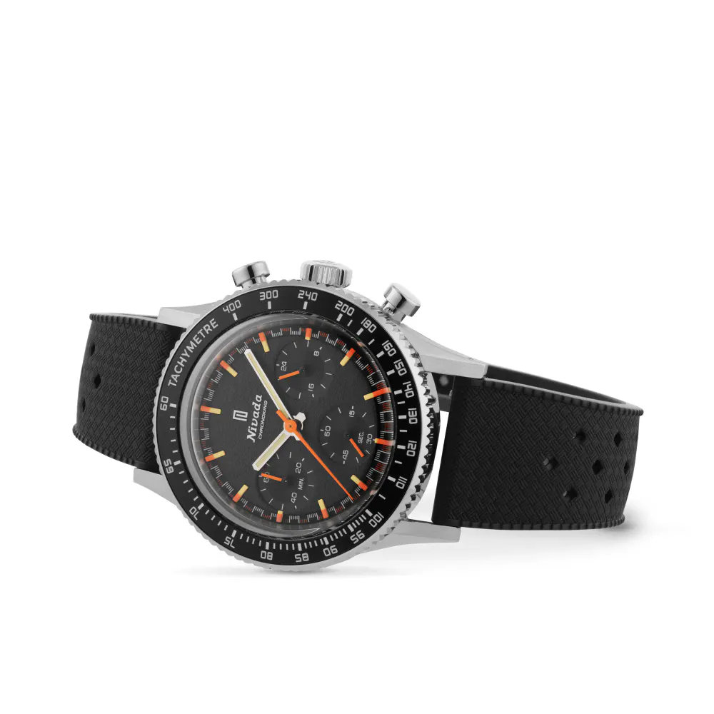 Nivada Grenchen Chronoking Mecaquartz 38mm Mens Watch Black in Black, additional product view 2