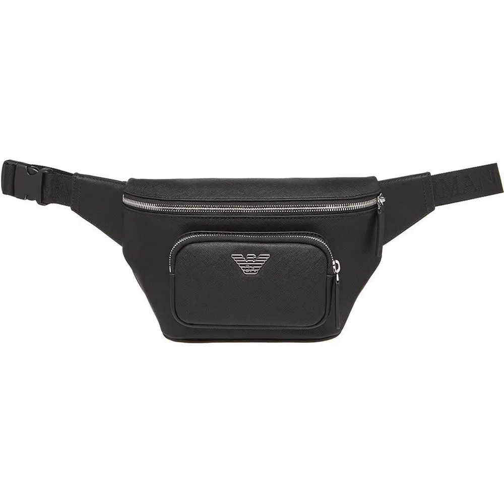Emporio Armani Men's Eagle Badge Faux Leather Zip Bum Bag