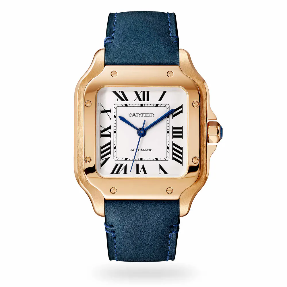 Cartier Santos De Cartier Watch Medium Model, Automatic Movement, Rose Gold, 2 Interchangeable Leather Bracelets detail 2